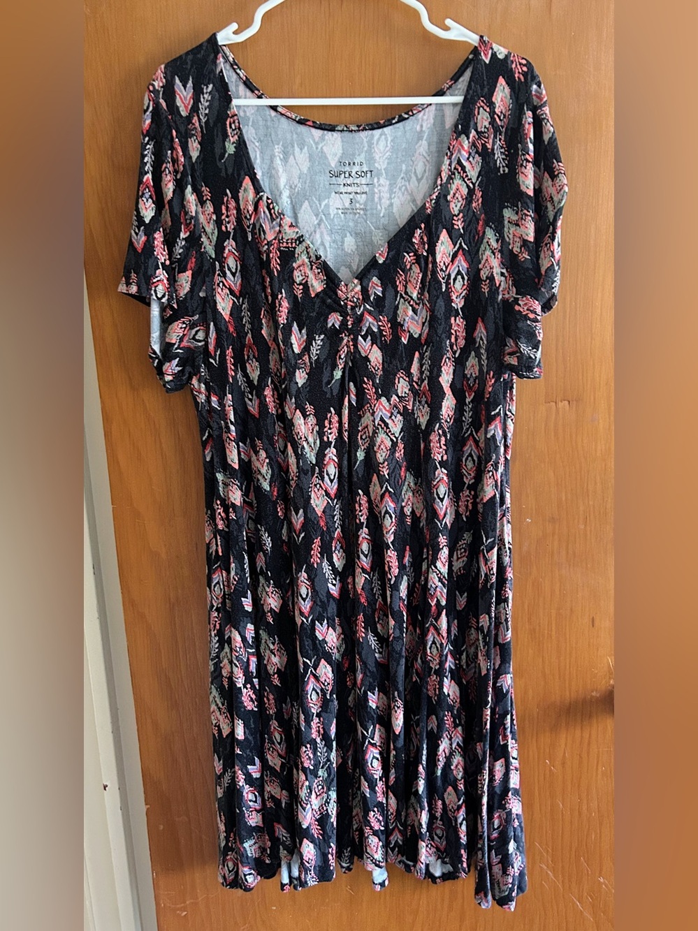 torrid Black Dress with Pink Aztec Pattern